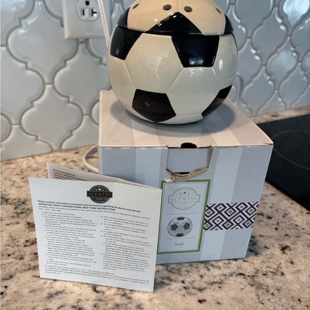 Scentsy Black and White Soccer Ball Ceramic Warmer